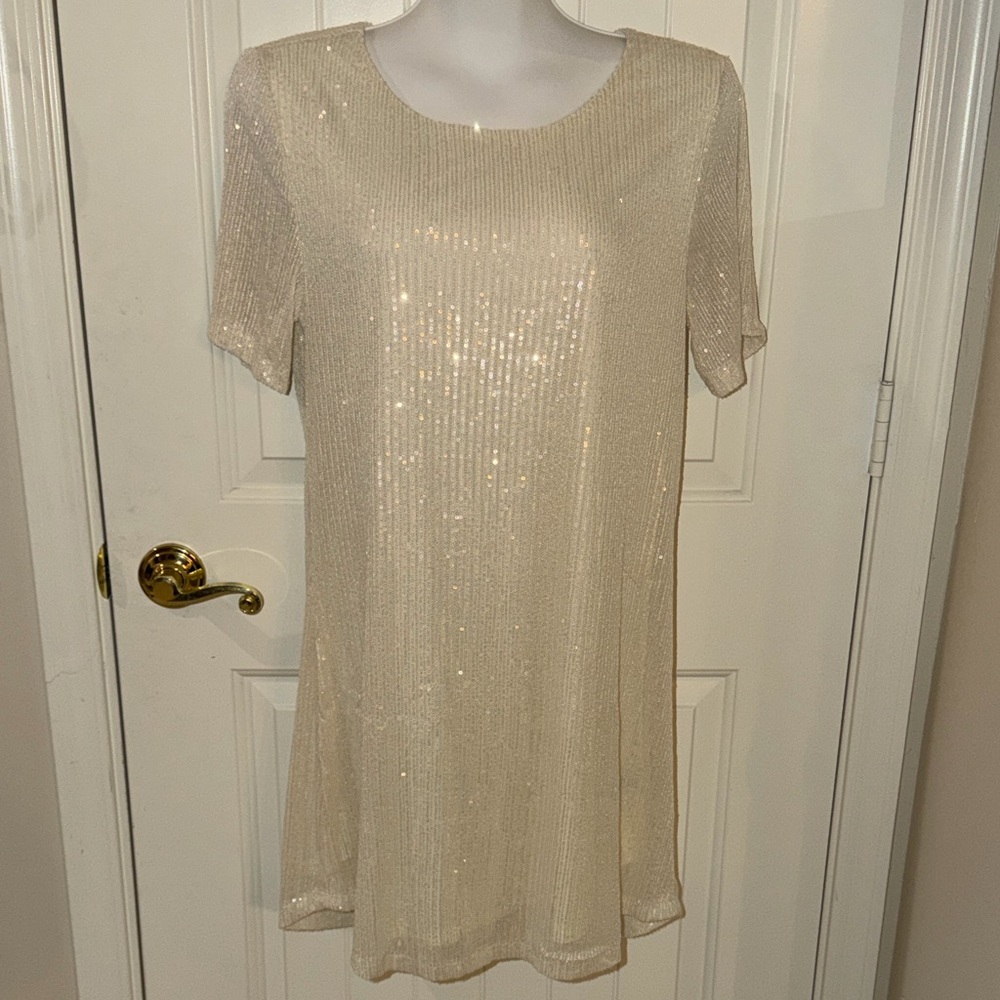 Betsey Johnson Ivory Sequin Mini Dress